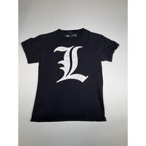 Death Note Shirt Mens Small Black L Logo Graphic Tee Anime Manga Shonen Jump